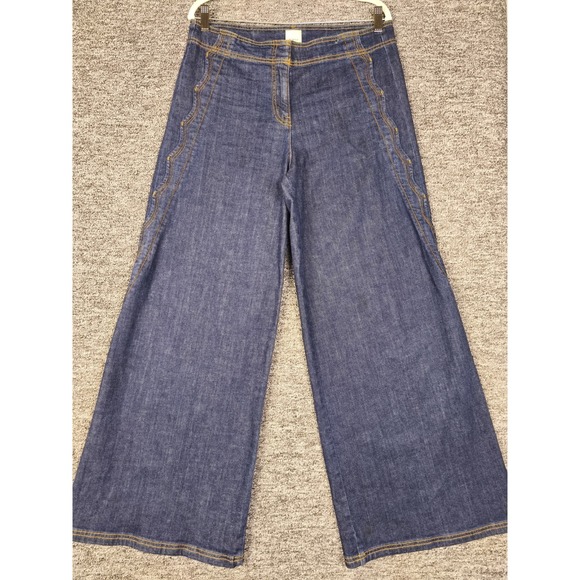 Maeve Denim - Maeve Anthropologie Colette Wide Leg Crop Jeans Scallop Trim Dark Wash 29